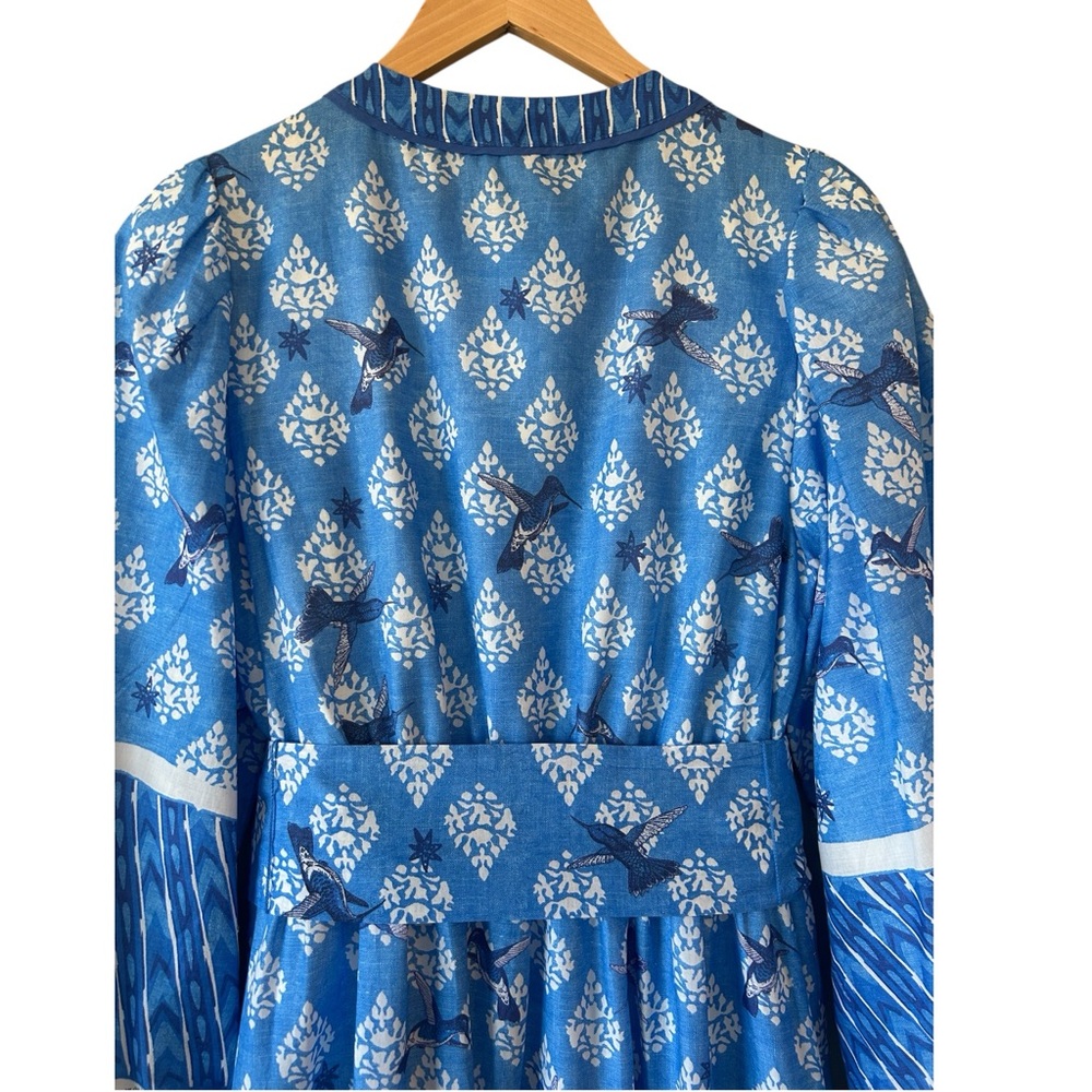 A LOVES A Cobalt Blue Long Sleeve Cotton Maxi Dress Boho Cottage Medium NWT - Picture 11 of 16